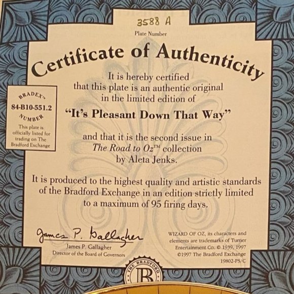 Wizard of Oz The Road To Oz Collector's Plate #2: It's Pleasant Down That Way - Picture 3 of 5